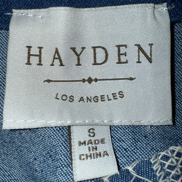 HAYDEN LOS ANGELES Embroidered Blue & White Chambray‎ Mini Skirt NWOT Size Small - Image 6
