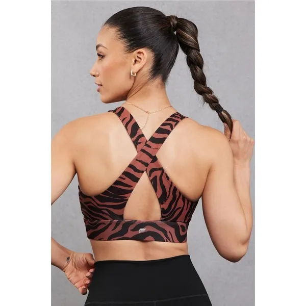 Fabletics Oasis Twist Medium Impact Sports Bra Sz XS in Mahogany‎ Zebra Stroke - Image 2