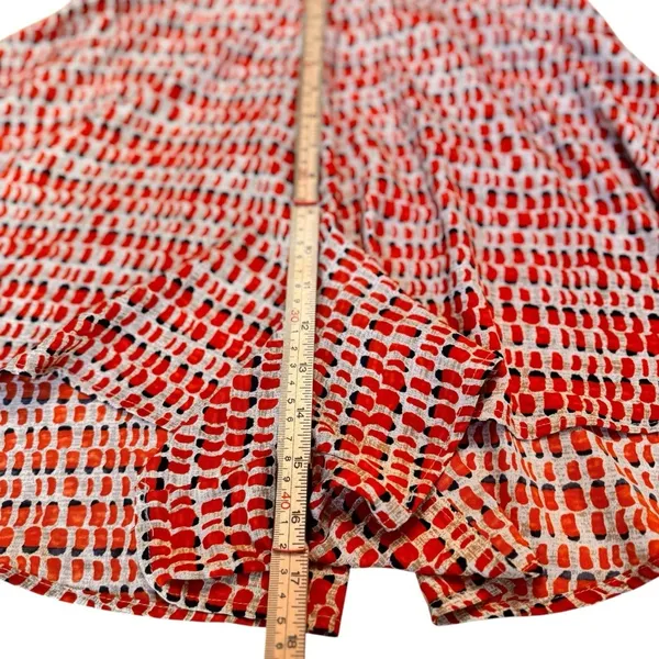 Altar’d State Orange Red Plaid Smocked Romper Women’s Medium Balloon Sleeve EUC - Image 9