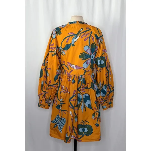 NEW!! Anthropologie LET ME BE Tropical Floral Dress Raglan Long Sleeves Large - Image 9