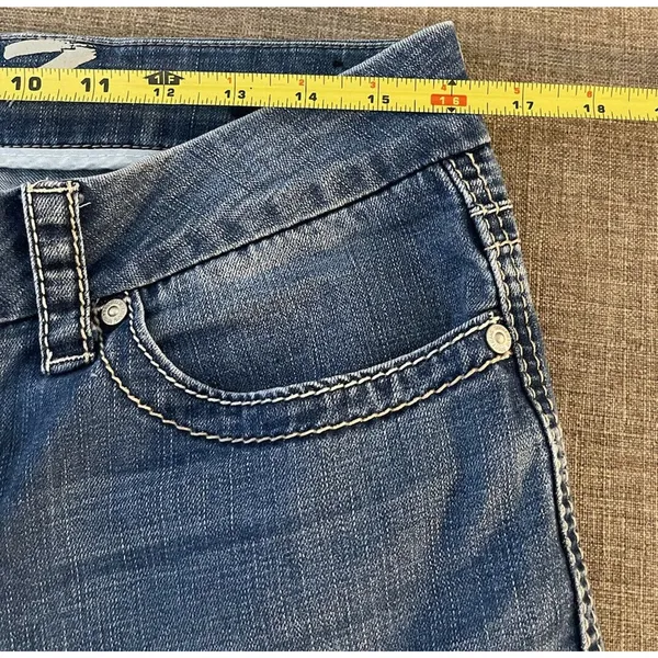 Seven 7 Bootcut Jeans Womens Size 10 Light Blue Denim Sequin Pockets Low Rise - Image 4
