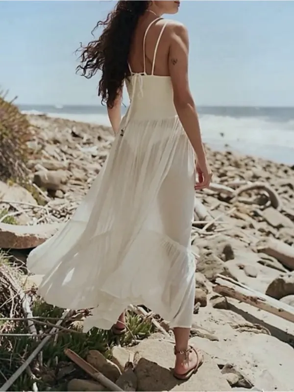 Free People Ivory Gauzy Maxi Dress Size Small - Image 2