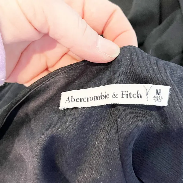 Abercrombie Long Sleeve Ruched Cutout Bodycon Midi Dress Black Medium - Image 3