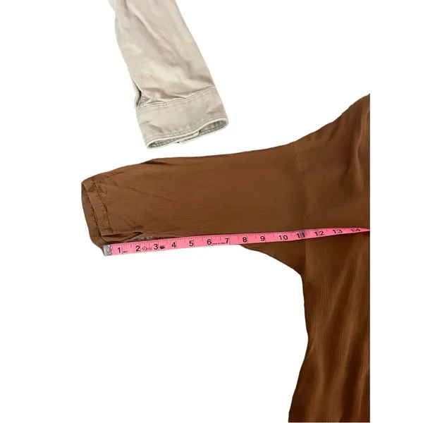 Chestnut brown woven lagenlook quarter sleeve tunic relaxed fit women's medium - Image 5