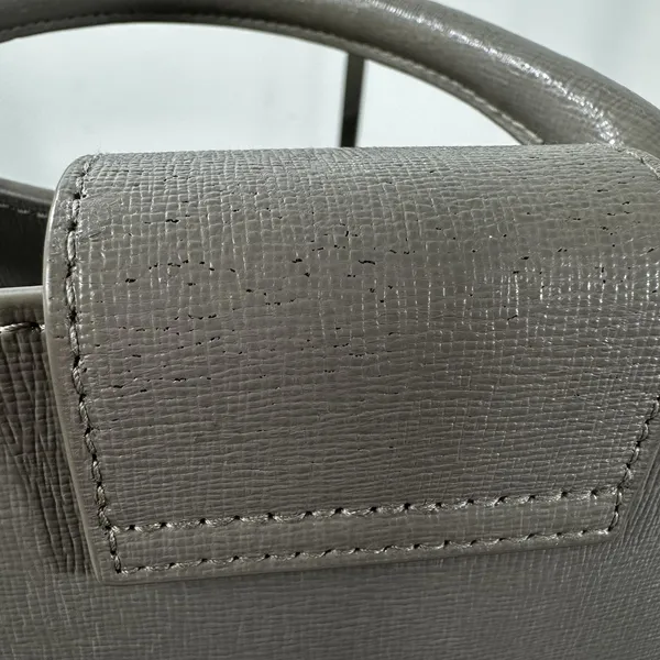 Furla Satchel Crossbody Bag Womens Small Gray Leather Top Handle Gold Hardware - Image 7