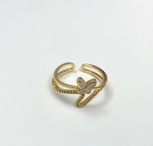 18K Gold Plated Adjustable Butterfly Open Ring for Women - Image 3