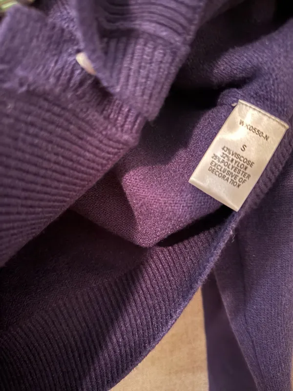 THML NWT Navy Cardigan Sweater with Striped Collar & Cuffs | S - Image 4