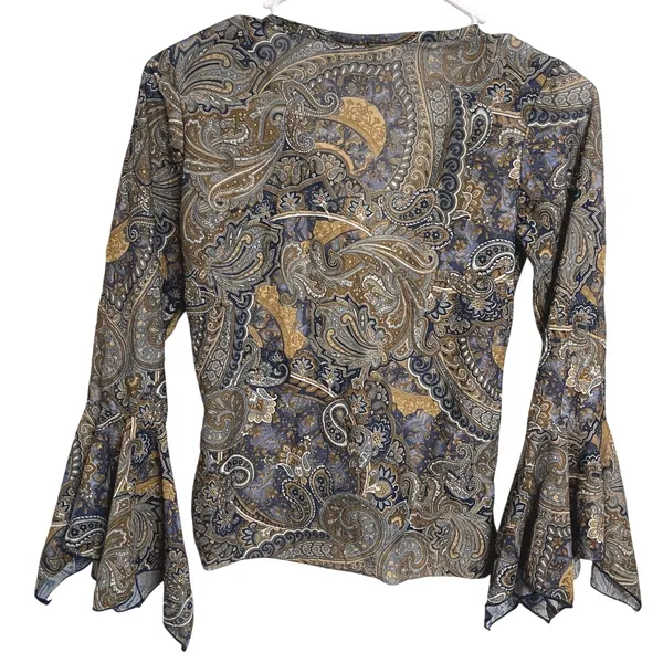 Vintage Y2K Younique Paisley Bell Sleeve Top M Whimsigoth Fairy Grunge Boho - Image 2