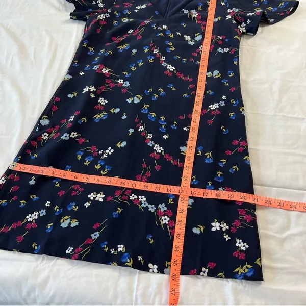 Ann Taylor Dress Short Sleeve Navy Floral Knee Length Small Cottage - Image 6
