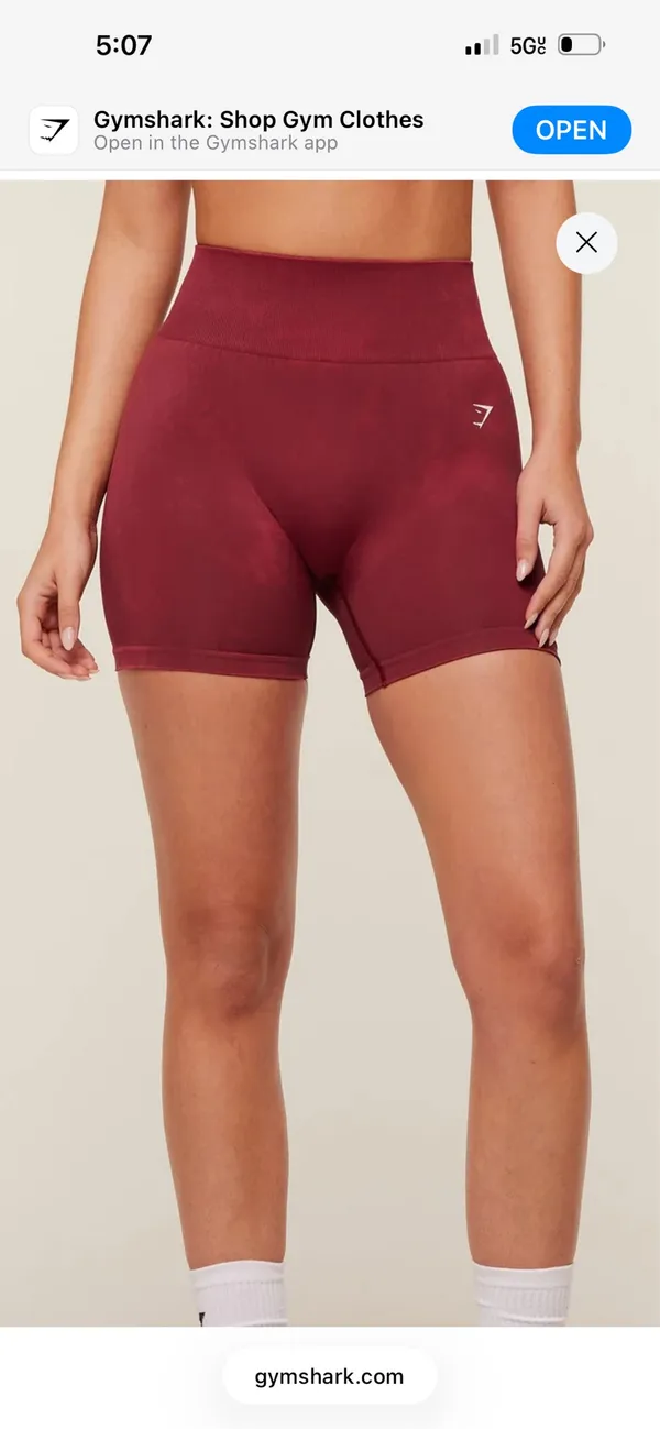 Gymshark Everyday Seamless Washed Shorts 2.0 In Red Wash Sz Small - Image 4