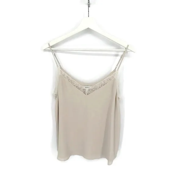 Babaton Aritzia Lace Trim Cami Tank Top Size S Light Beige Silky V-Neck - Image 7