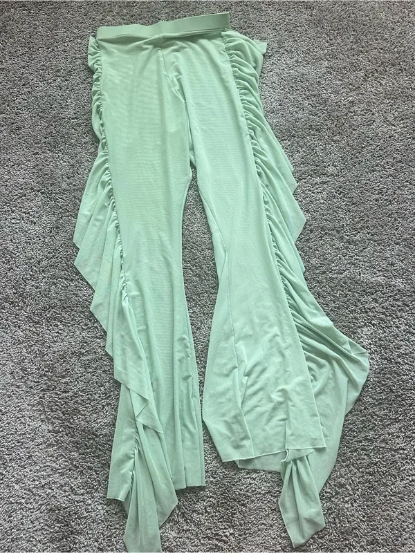 SHEIN Mint Green Ruffle Side Swim Coverup Pants - Image 2