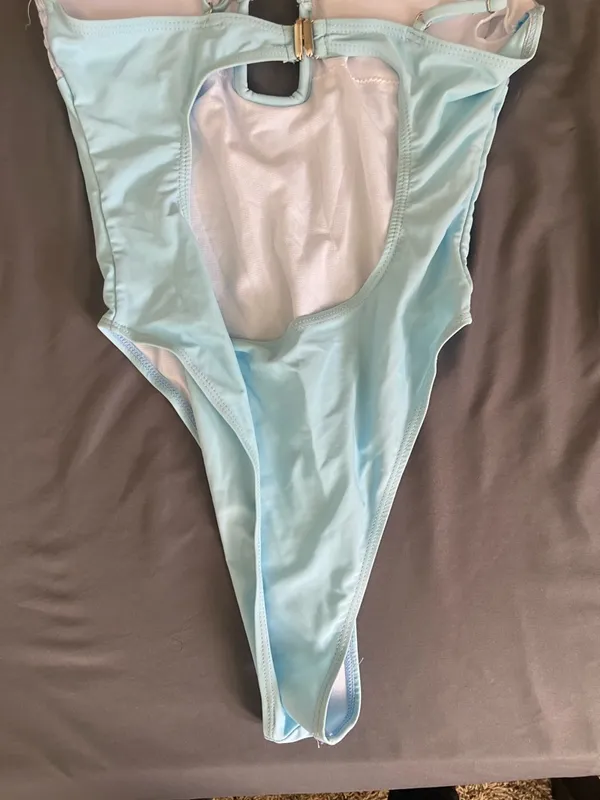 Light Blue One-Piece Swimsuit with Front Accents - Image 12