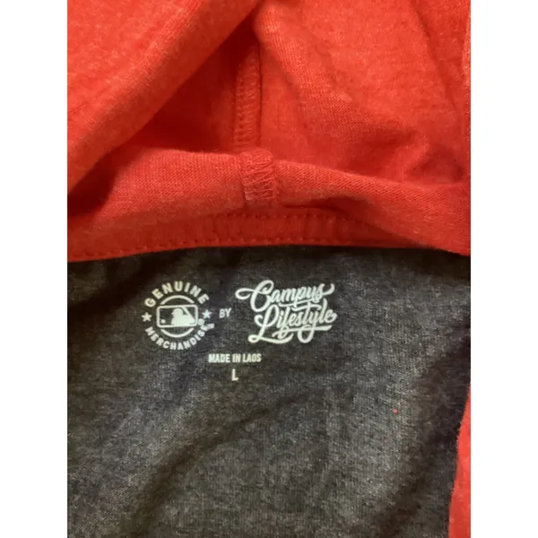 MLB Atlanta Braves Hoodie Campus Lifestyle Navy‎ Red Raglan Large NWT 2063 - Image 7