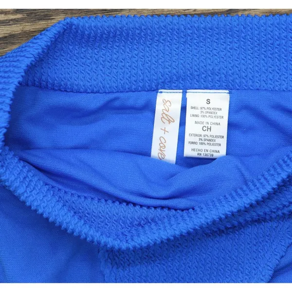 NEW Salt + Cove Banded High-Waist Swim Bikini Bottoms Cosmic Cobalt Blue S - Image 6