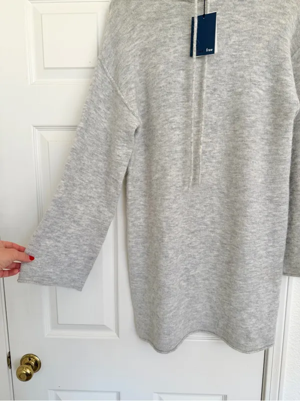 Aritzia Wilfred Free Cozy Light Gray Hooded Knit Wool Blend Sweater Dress S NWT - Image 4
