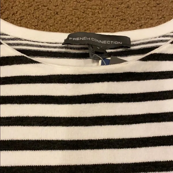 French Connection White & Grey Striped Sweater - Image 4