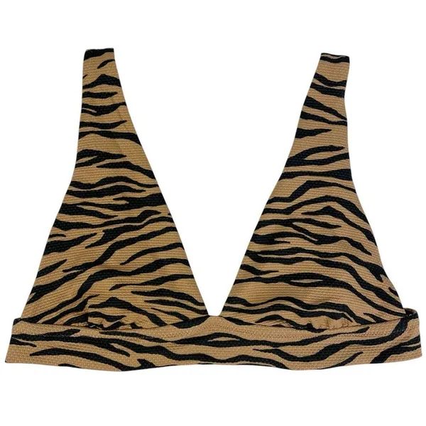 Aerie Pique Animal Zebra Print‎ Tan Triangle Bikini Top Size Medium - Image 2