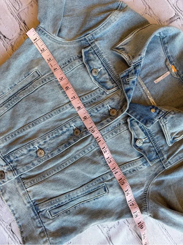 Free People Denim Jacket Western Boho Women’s Size Small Faded Country Prairie - Image 5
