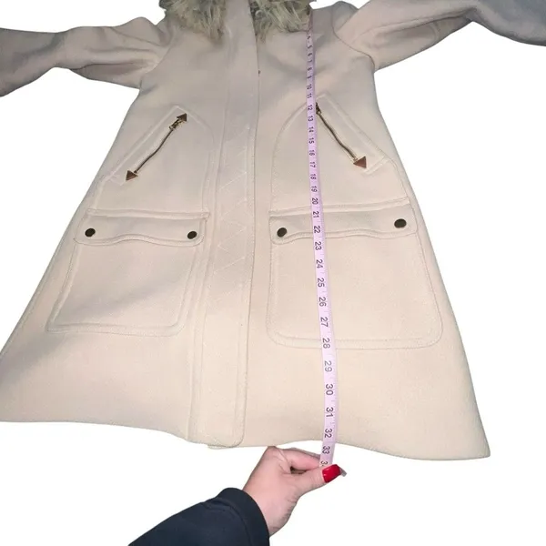 J. Crew Chateau Parka Italian Stadium Cloth Wool Coat Hooded Size 2T Tall‎ Beige - Image 9