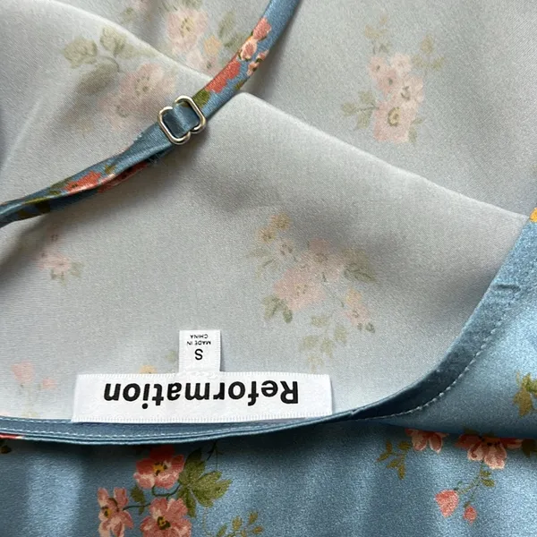 Reformation Blue Floral Slip Dress - Image 4