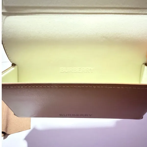 Burberry Sunglasses Case Tan Leather Triangular Hard Shell Case & Cloth - Image 8