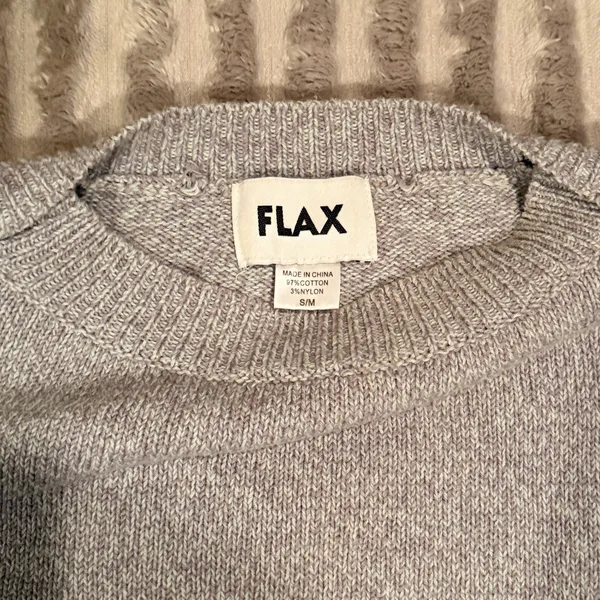 Flax Womens Gray Marled Cotton Knit Crewneck‎ Sweater Size S/M Relaxed Fit - Image 4