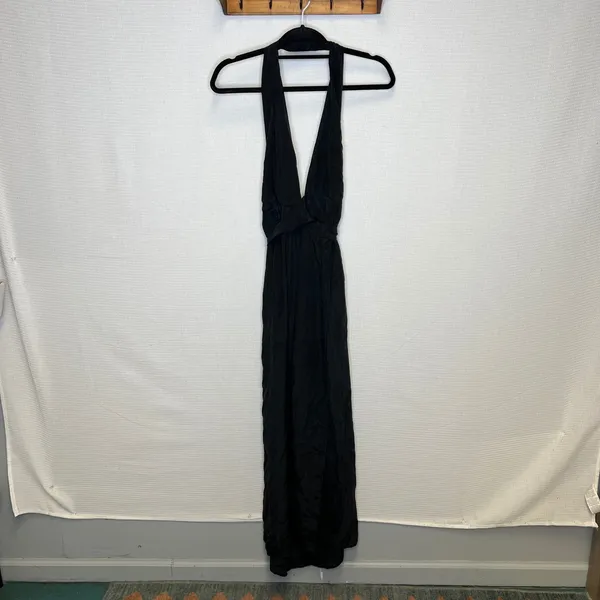 Reformation Large Black Maxi Dress Halter Neck Sleeveless Formal‎ Party Cocktail - Image 4