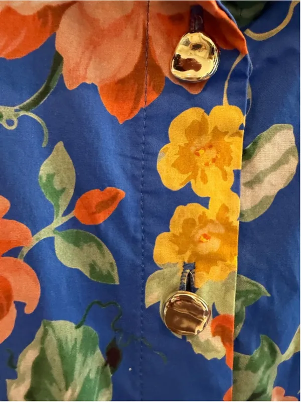 Entro Botanical Print Cap Sleeve Midi Dress in Blue Size S - Image 4