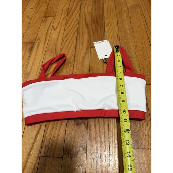 Reformation NWT Adelina Ecomove White Sports Bra Red Trim Size Medium - Image 7