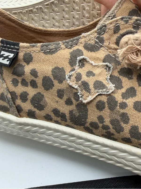 Billabong Marina Leopard Cheetah Sneakers Womens 8 Distressed Y2K Skate - Image 7