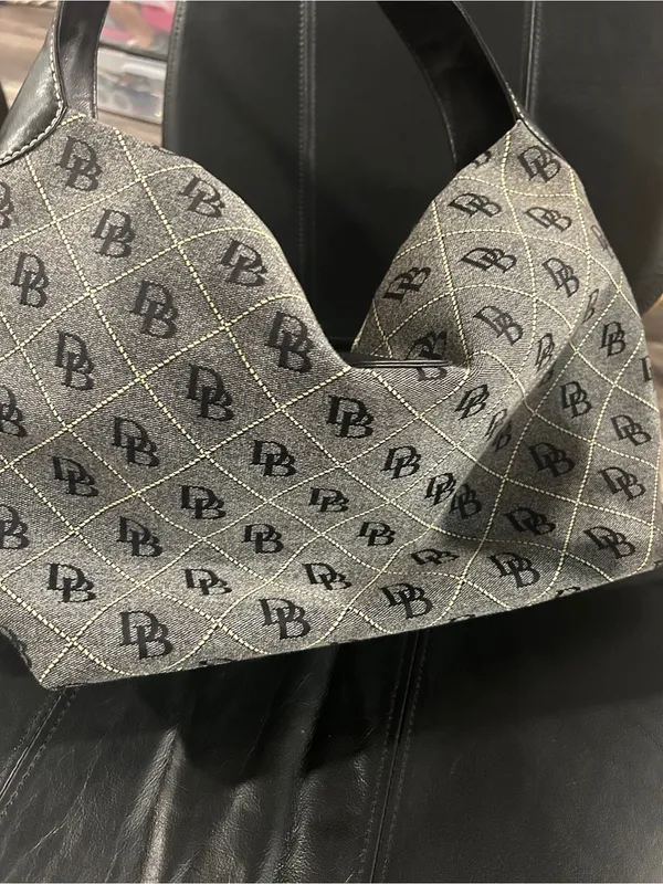Dooney & Bourke Black and Gray Monogram Hobo with Gold Hardware - Image 5