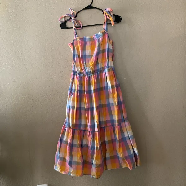 Free Assembly Plaid Midi Dress Women’s Size S Pink Blue Yellow Cottagecore - Image 5