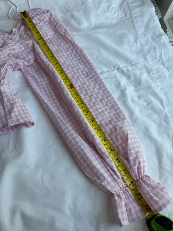 mine Pink Gingham Smocked Peplum Blouse - Image 9