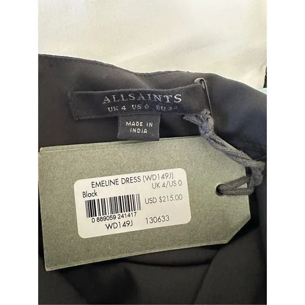 NWT AllSaints Womens Black Emeline Dress Size 0 - Image 5