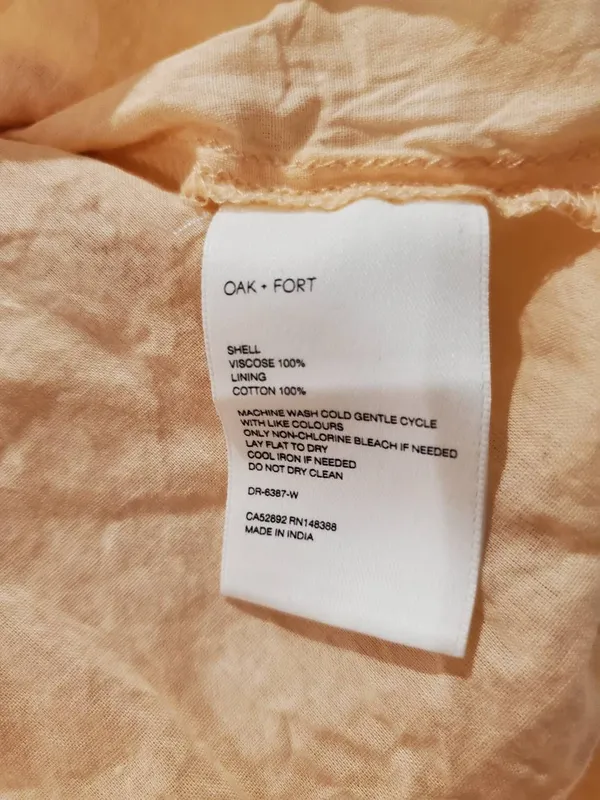 Oak + Fort Smocked Midi Dress in Apricot Large - Image 8