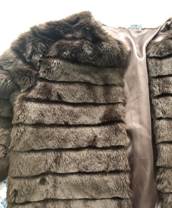 Faux Fur Jacket Brown Size L - Image 2
