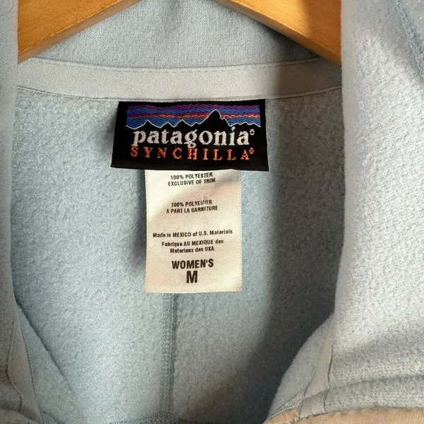 Patagonia Synchilla Light Blue 1/4 Zip Fleece Pullover Women’s Size Medium - Image 5