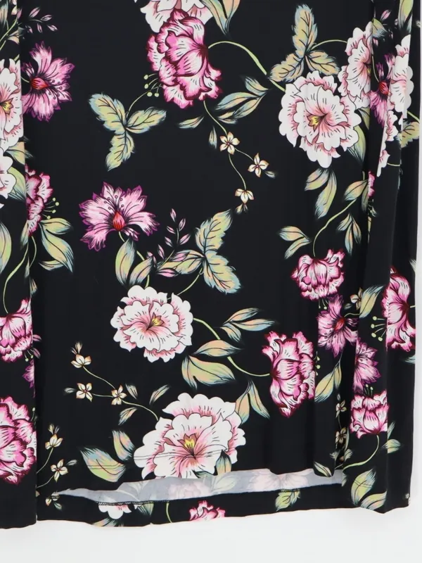 Yumi Kim Floral Dress XL Black Pink Multicolor Short Sleeve Stretch Mini Stretch - Image 11