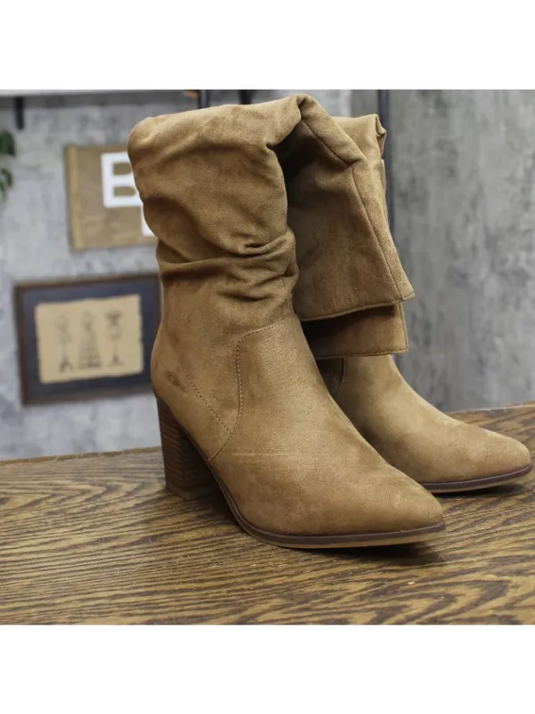 NWT Universal Thread Junie Ruched Block Heel Boots 94568670 Tan Brown 6M - Image 3