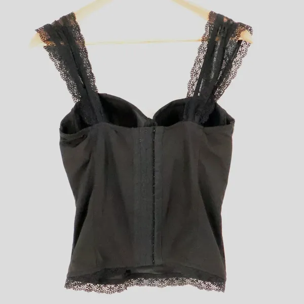 Spirit Lace Trim Corset Top Camisole Womens Size L Black Gothic Witchy Whimsigoth - Image 2