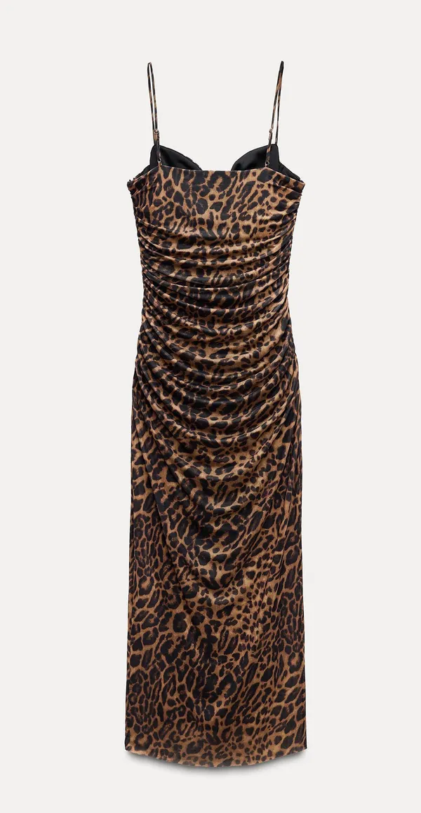 Zara Maxi Dress Mesh Cheetah Animal Print Leopard Bodycon Fitted - Image 26