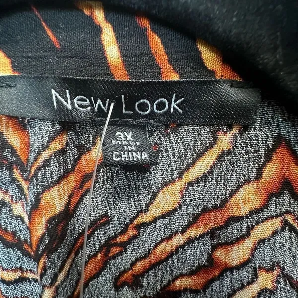 NWT New Look Women's 3X Brown Animal Print‎ Button-Up Dress Y2K Grunge Indie - Image 4