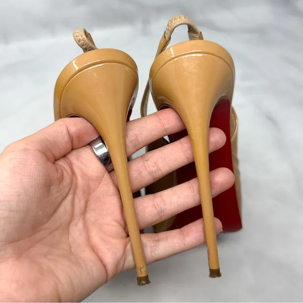Christian Louboutin Private Number 120 Patent Leather Slingback Platform Heels - Image 10