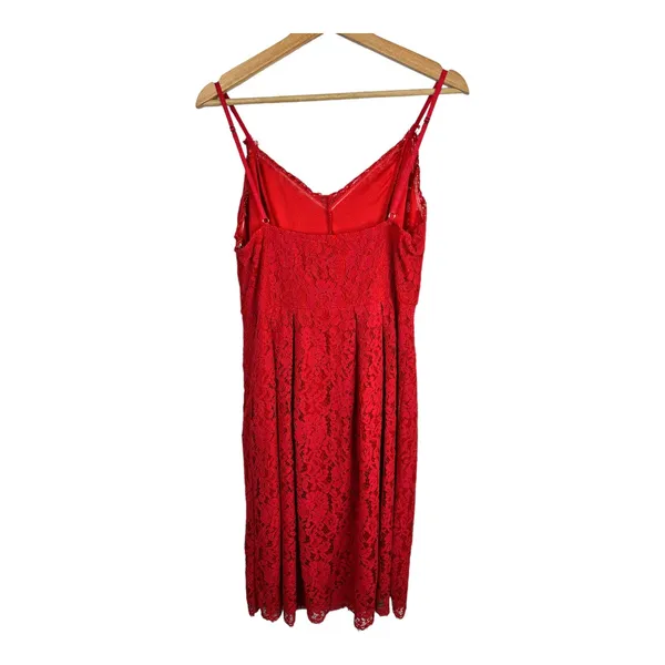 Lulus Womens size XL Royal Treatment Red Lace Midi Skater Dress - Image 3