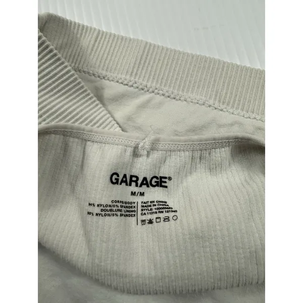 Garage Women Off White Halter Crop Top‎ Bandeau Ribbed Size M - Image 5