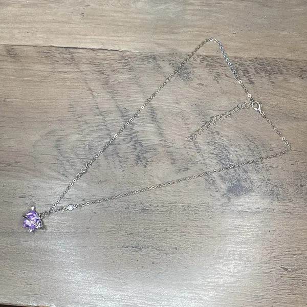 Sweet Violet Heart Saturn Necklace Sterling Silver Chain Celestial Jewelry Gift - Image 4