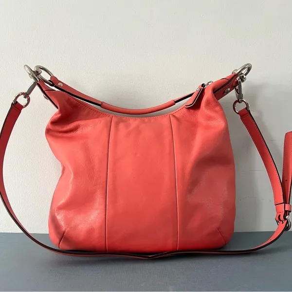 Coach Kirstin Coral Salmon Pink Leather Hobo Shoulder Bag‎ - Image 2