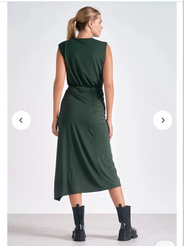 New With Tags Elan Front Slit Dark Green Midi Dress Sz S - Image 2