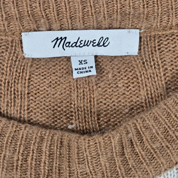 Madewell Womens XS Colorblock Ribbed Knit Sweater Dress NH072‎ White Brown FA22 - Image 3